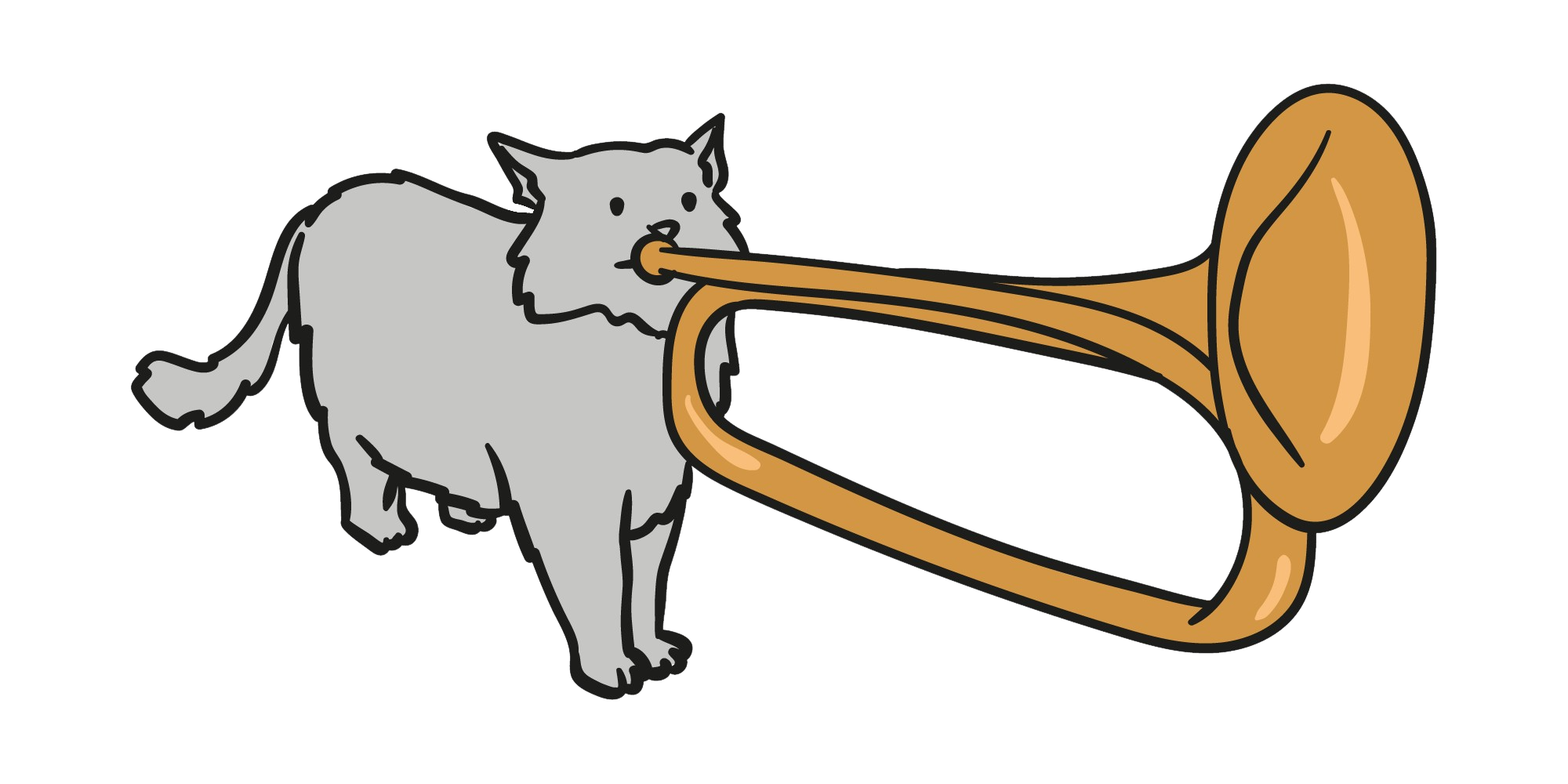 cat on a trumpet